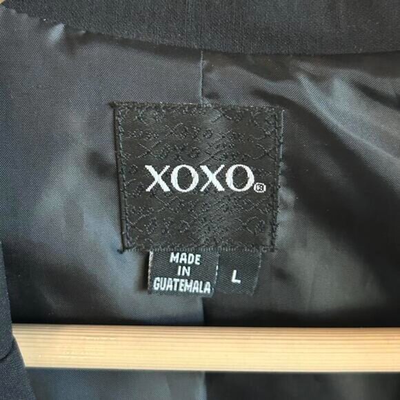 NWT XOXO Women's Black Short Sleeve Blazer Size L Single Button Office - Picture 4 of 4